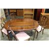 Image 2 : FRENCH PROVINCAL DINING TABLE WITH TWO LEAFS AND FOUR CHAIRS