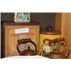 Image 2 : SHELF LOT OF PYREX BOWLS AND TINS AND THREE COPPER TEAPOTS