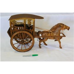 WOOD HORSE DRAWN CARRIAGE