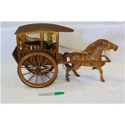 WOOD HORSE DRAWN CARRIAGE