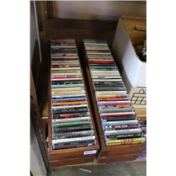 TWO WOOD TRAYS OF CDS