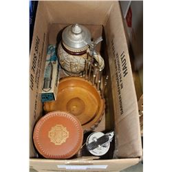 BEER STEIN AND VINTAGE BAR ITEMS