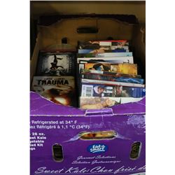BOX OF DVD PLAYER AND DVDS