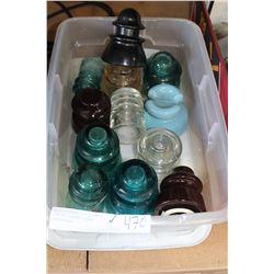 LOT OF COLORED GLASS INSULATORS