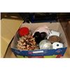 Image 1 : TWO BOXES OF CHINA AND SERVING PIECES AND MASKS
