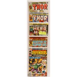 5 VINTAGE COMIC DEFENDERS INCL THOR, LUKE CAGE &