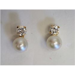 #1-14KT YELLOW GOLD FRESHWATER PEARL & DIAMOND