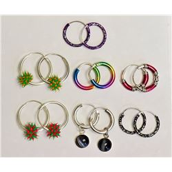 #10-ASSORTED 7 PAIR STERLING SILVER EARRINGS