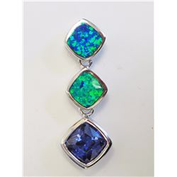 #15-STERLING SILVER TANZANITE CREATED OPAL