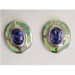 #17-STERLING SILVER TANZANITE CREATED OPAL