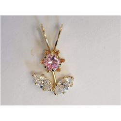 #22-10KT YELLOW GOLD PINK & WHITE CUBIC