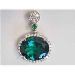 #30-STERLING SILVER CREATED EMERALD &