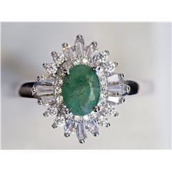 #31-STERLING SILVER EMERALD & CUBIC ZIRCONIA