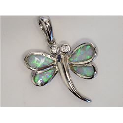 #39-STERLING SILVER CREATED OPAL BUTTERFLY