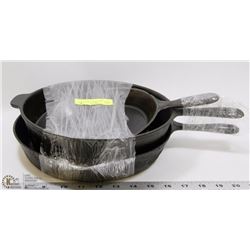 SET OF 2 CAST IRON SKILLETS & 1 CAST IRON