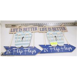 LOT OF 2 RUSTIC SIGNS WITH QUOTES -"LIFE IS BETTER