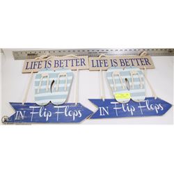 LOT OF 2 RUSTIC SIGNS WITH QUOTES -"LIFE IS BETTER