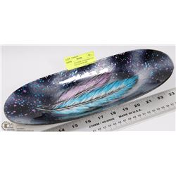 13" OVAL FEATHER  HANDCRAFTED DECORATIVE GLASSWARE