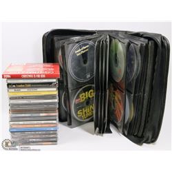BOX W/OVER 85 MUSIC CDS & LEATHER CARRY