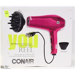 CONAIR 1875 WATT TOURMALINE CERAMIC 2 IN 1 STYLER