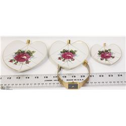 VINTAGE JAPANESE HEART SHAPE PLATES SOLD WITH