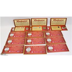 BUDWEISER SUPERBOWL COMMEMORATIVE MEDALLIONS 1 0F 15