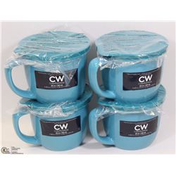 FLAT OF FOUR CORNINGWARE 20-OZ MUGS WITH