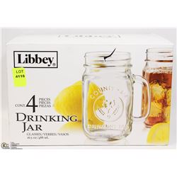 LIBBEY 4PC 16.5-OZ DRINKING JAR GLASSES