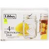 Image 1 : LIBBEY 4PC 16.5-OZ DRINKING JAR GLASSES