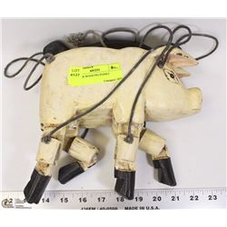 ANTIQUE WOOD PIG PUPPET