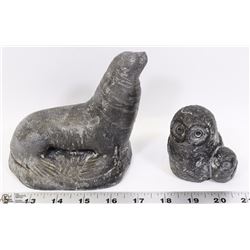 THE WOLF SCULPTURES ORIGINAL SET OF 2 HAND MADE