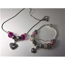 #13 - PANDORA STYLE BRACELET & NECKLACE SET
