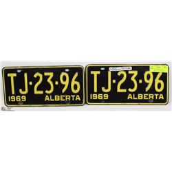 2 VINTAGE 1969 ALBERTA MATCHING LICENSE PLATES