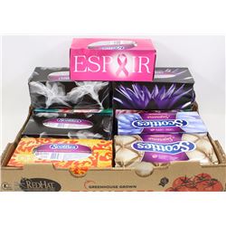 FLAT WITH 8 BOXES OF FACIAL TISSUES