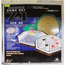 NEW CROKINOLE GAME SET 7 INCL CHESS, CHECKERS,