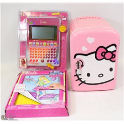 FLAT OF 3 KIDS ITEMS BARBIE TOUCHSCREEN TABLET, MI