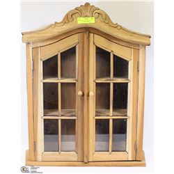 ANTIQUE WOOD AND GLASS DISPLAY CABINET 28"X23"