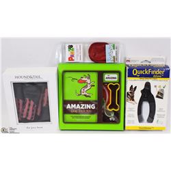 FLAT OF NEW DOG ITEMS AMAZING TRICK KIT, JOEY