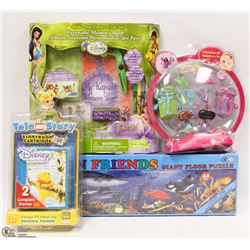 SET OF 4 KIDS ITEMS BARBIE PEEK A BOO, TINKERBELLE
