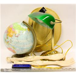 BANKERS LAMP SOLD WITH GLOBE, HARMONICA, SUN