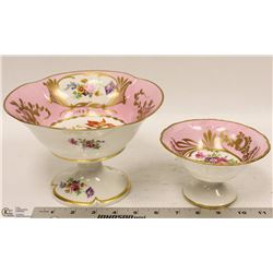 ANTIQUE FRENCH PORCELAIN SET OF 2 PEDESTALS CANDY