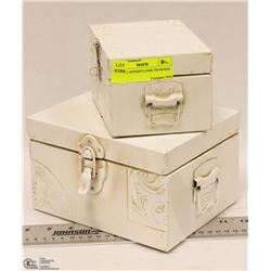 SET OF 2 ANTIQUE LOOK TIN BOXES