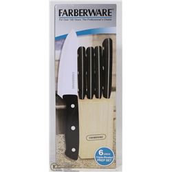 NEW FARBERWARE 6PC KNIFE SET IN BLOCK
