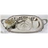 Image 1 : LARGE 3 SECTION SILVER SERVING TRAY WITH VINTAGE