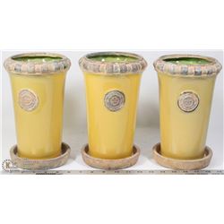 BOX  OF 3 CLAY PLANTERS