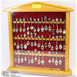 SPOON DISPLAY WITH ASSORTED COLLECTOR SPOONS