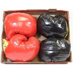FLAT W/2 SETS OF BOXING GLOVES - 1 RED &