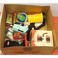 LARGE BOX OF CAMPING/HIKING SURVIVAL