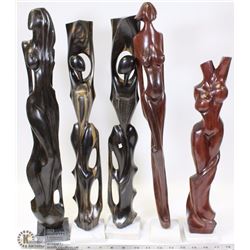 FLAT OF CARVED WOOD FIGURES ON STANDS