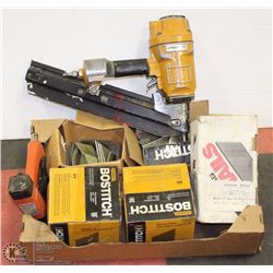 BOSTITCH AIR NAILER WITH PINNER & 3 BOXES OF NAILS